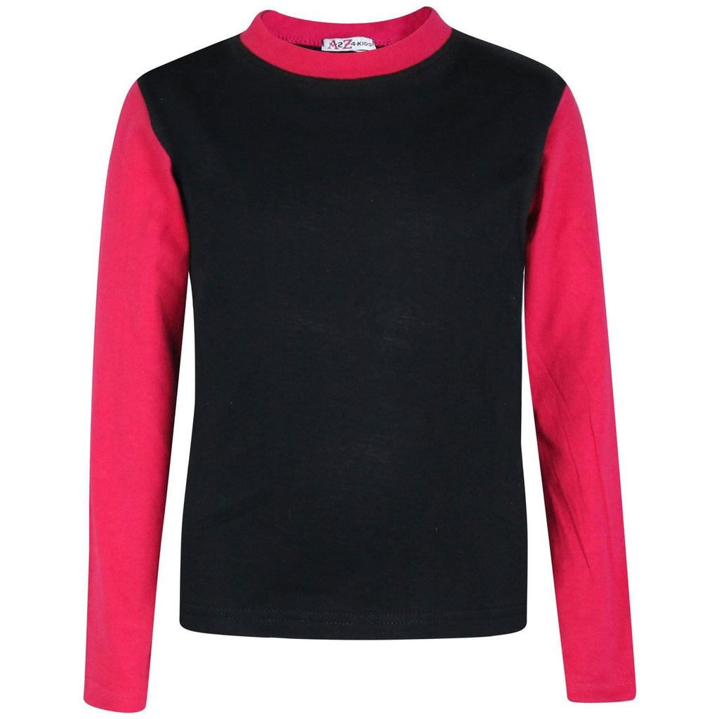 Kids Girls Boys Pjs Contrast Color Plain Stylish Pyjamas Set New Age 2-13 Years