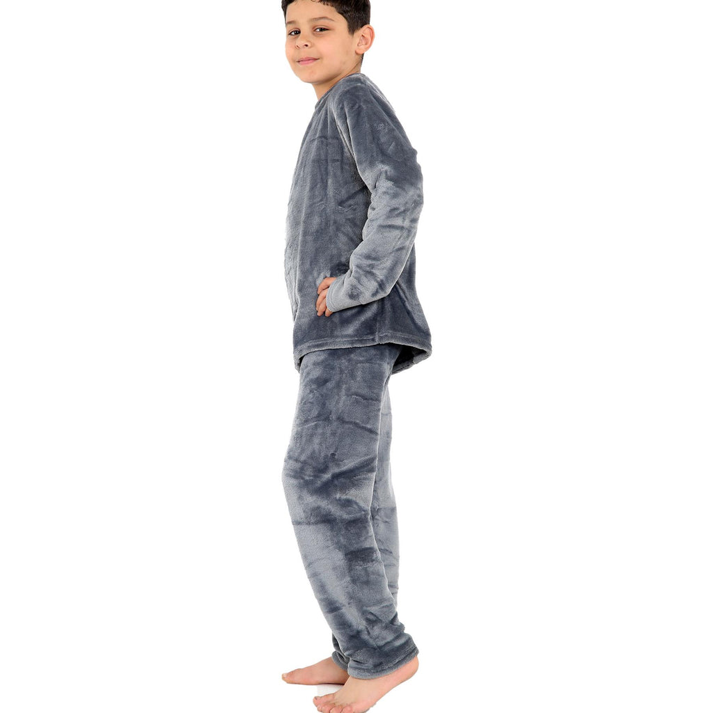 Kids Childrens Warm Fleece Pyjamas For Boys & Girls Sleepover 2 Piece Gift Set