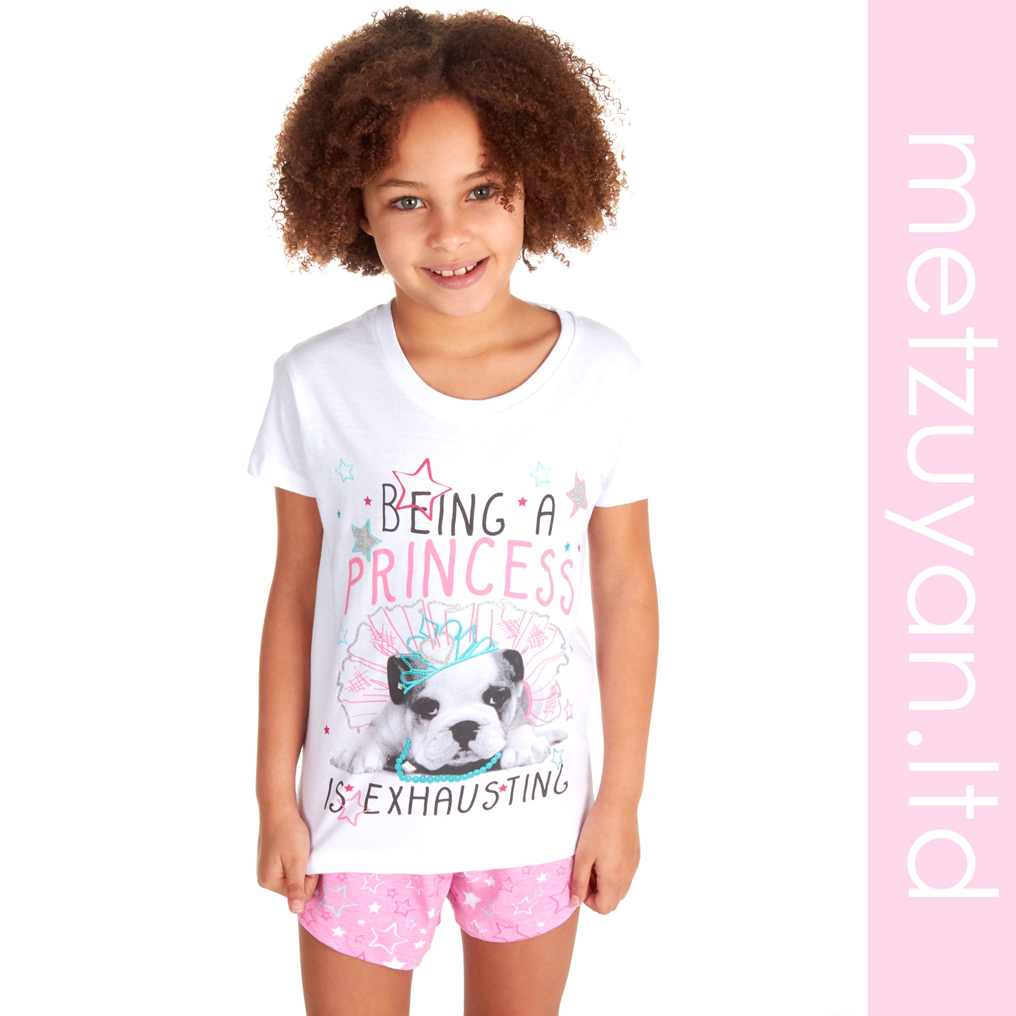 Kids Girls Shorty Pyjamas 2 Piece Pyjama Set 100% Cotton Short Sleeve 2-13 Years