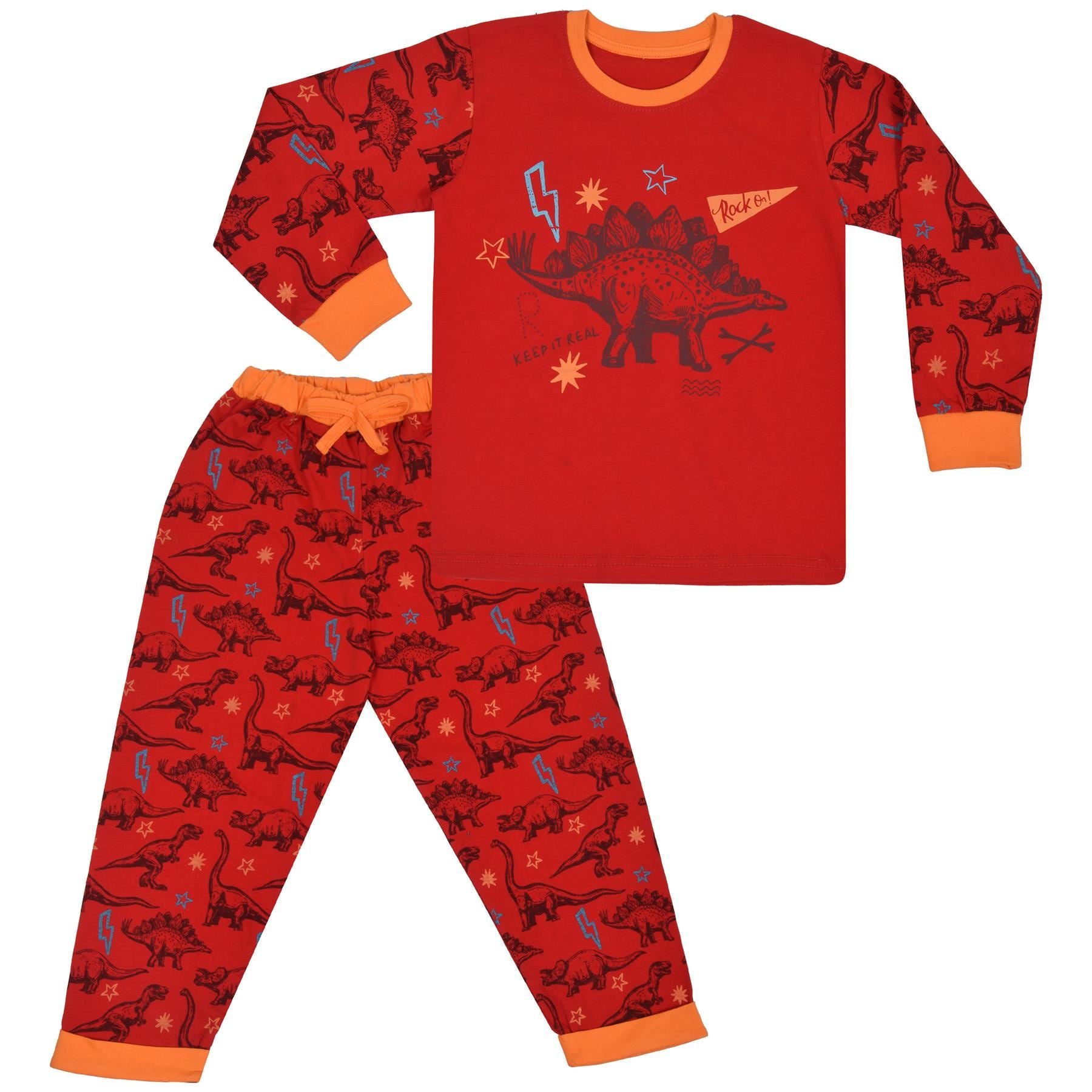 Kids Boys Dinosaur Pyjamas Children PJs 2 Piece Dino Set Lounge Suit