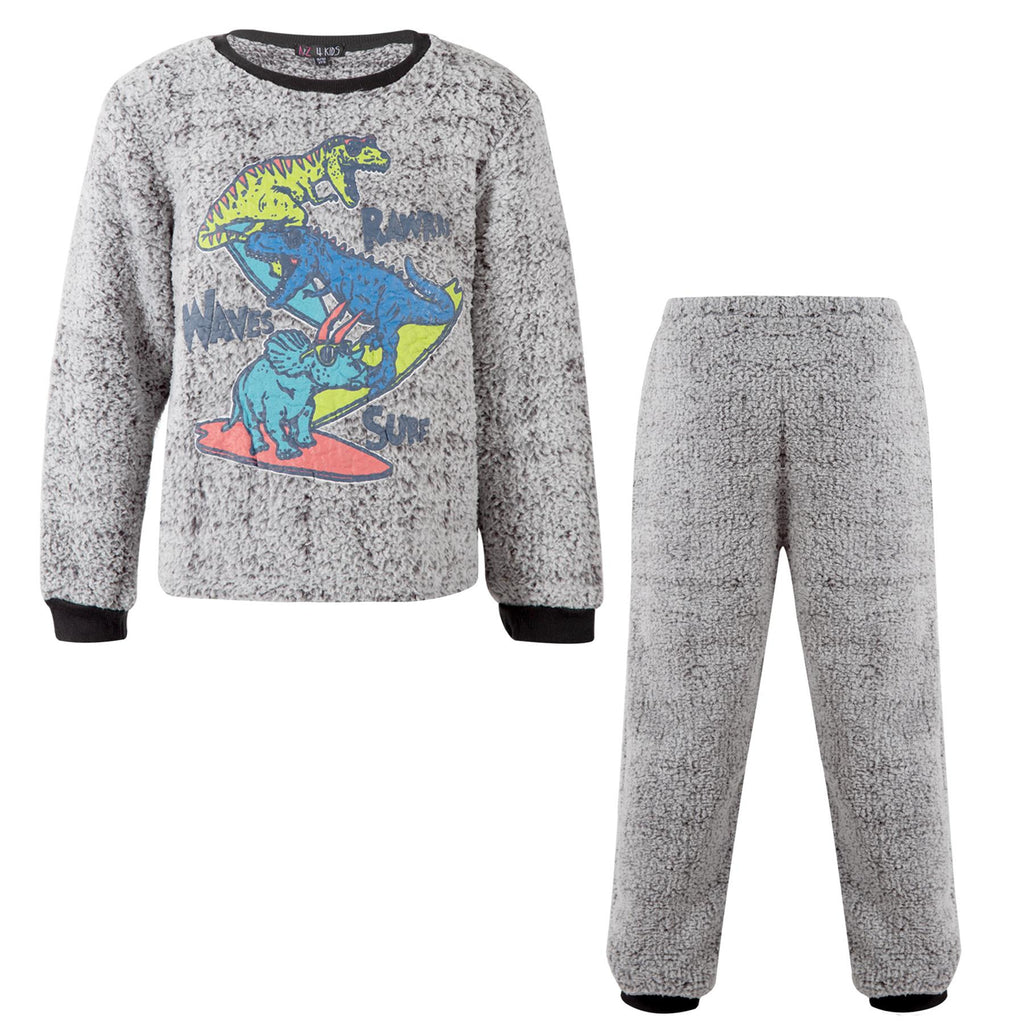 A2Z 4 Kids Girls Boys Pyjamas Dinosaur 2 Piece Super Soft Thick Pile Fleece Set