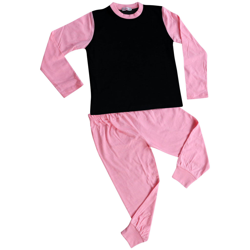 A2Z 4 Kids Girls Boys Plain Stylish Contrast Color Pyjamas Set Age 2-13 Years