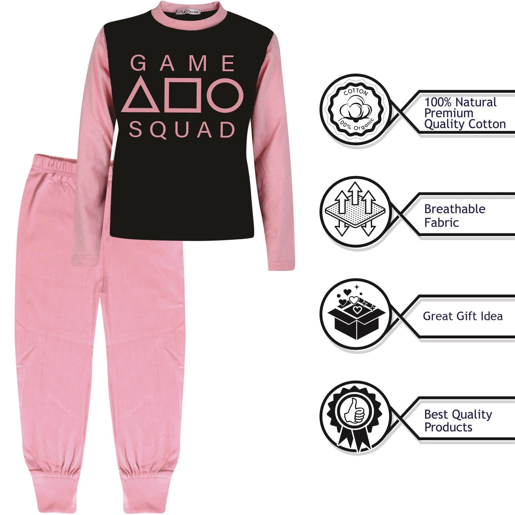 Kids Boys Girls Game Squad Cosplay Pyjamas Baby Pink Sleepwear Children PJs Set