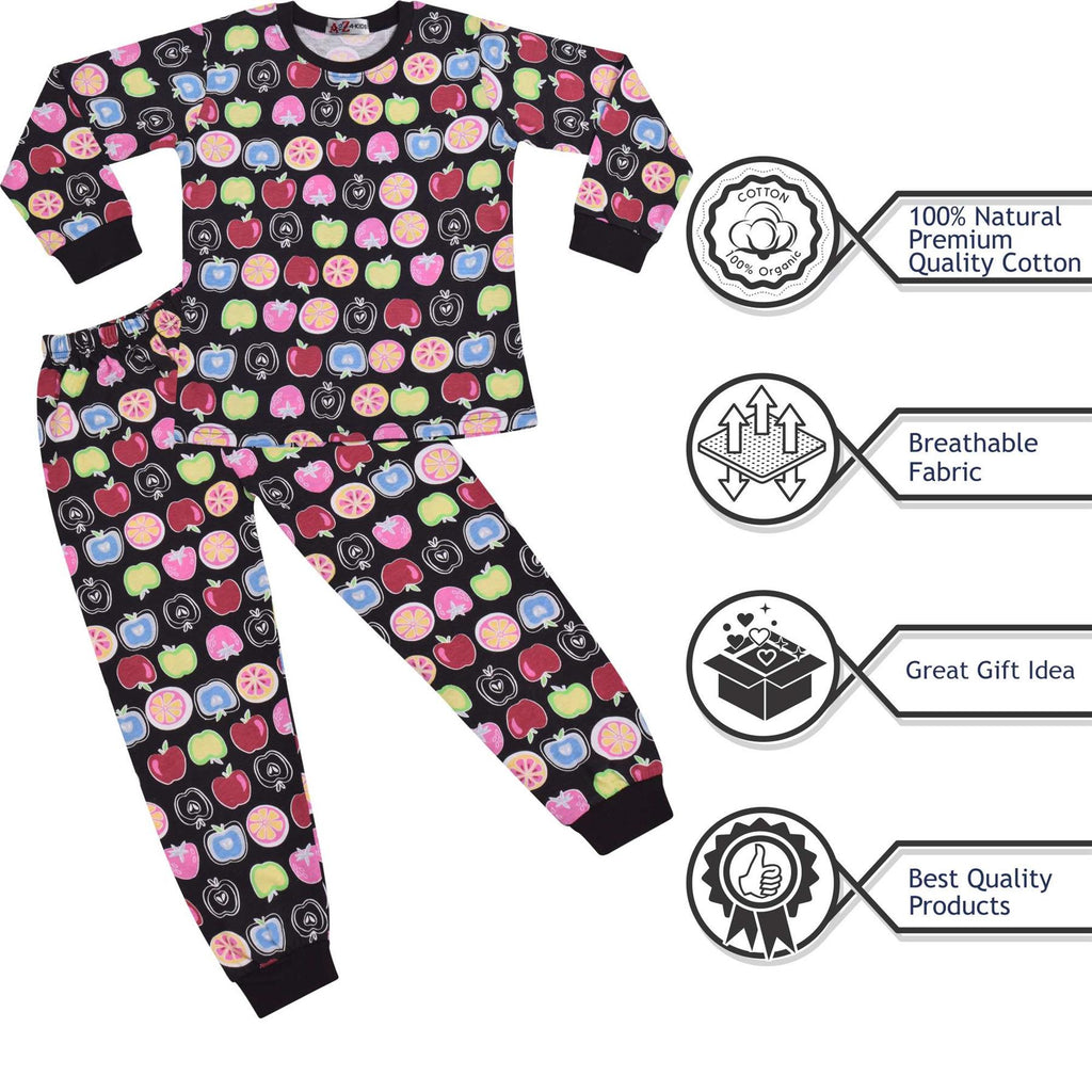 Kids Girls Boys Fruit Print Pyjamas Children PJs 2 Piece Cotton Set Nightwear