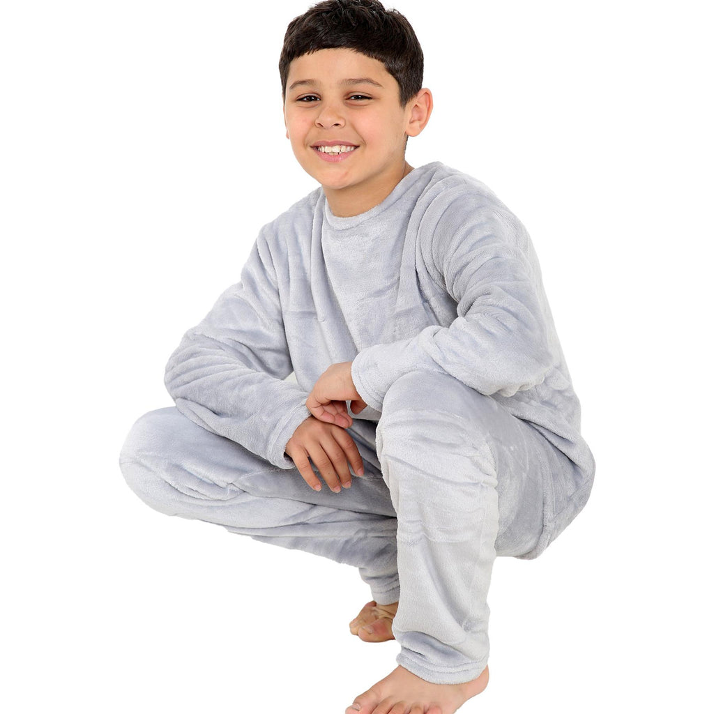 Kids Childrens Warm Fleece Pyjamas For Boys & Girls Sleepover 2 Piece Gift Set