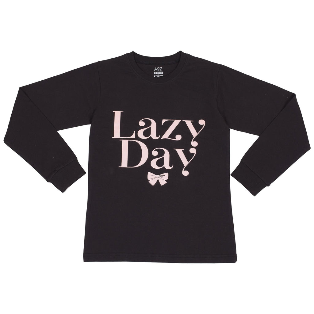 A2Z 4 Kids Girls Pyjamas Lazy Day Black 2 Piece Top Bottom Pyjamas Set Age 2-13