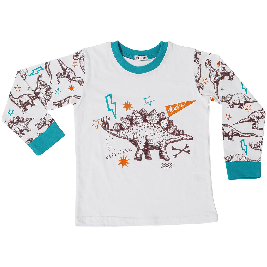 Kids Boys Dinosaur Pyjamas Children PJs 2 Piece Dino Set Lounge Suit