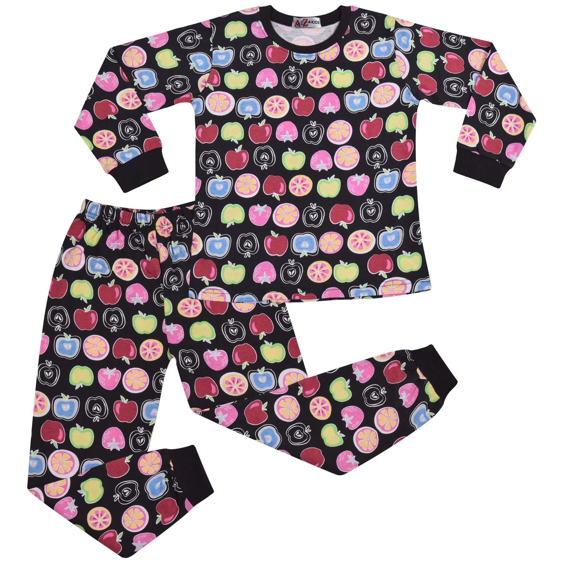 Kids Girls Boys Fruit Print Pyjamas Children PJs 2 Piece Cotton Set Nightwear