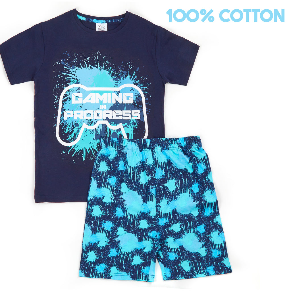 Boys 2 Piece Pyjama Set Cotton Rich PJs Summer T-shirt Shorts Set Age 2-13 Years