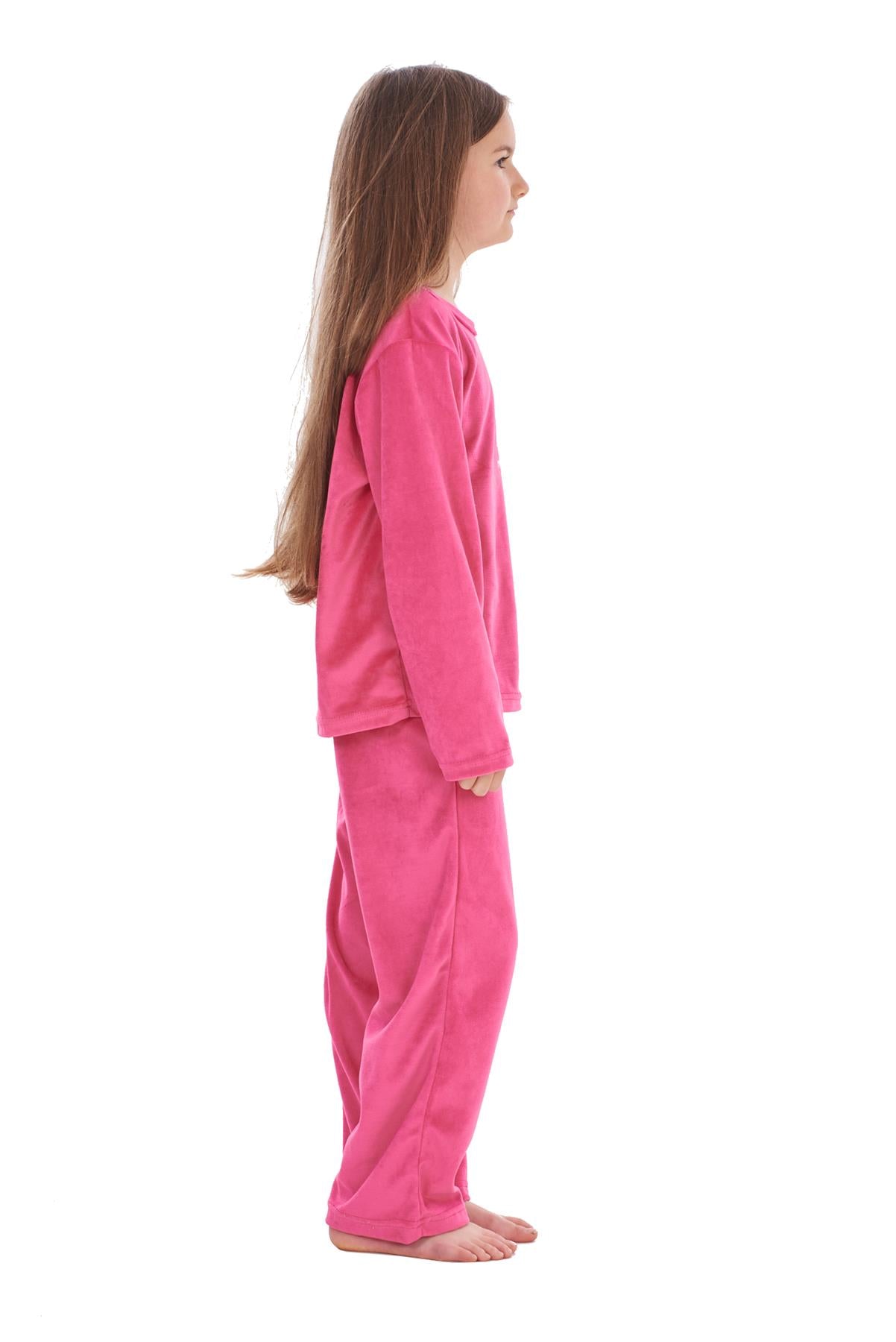 Girls Winter Pyjama Set Velvet Pineapple Motif Long Sleeve Warm Cosy PJ's