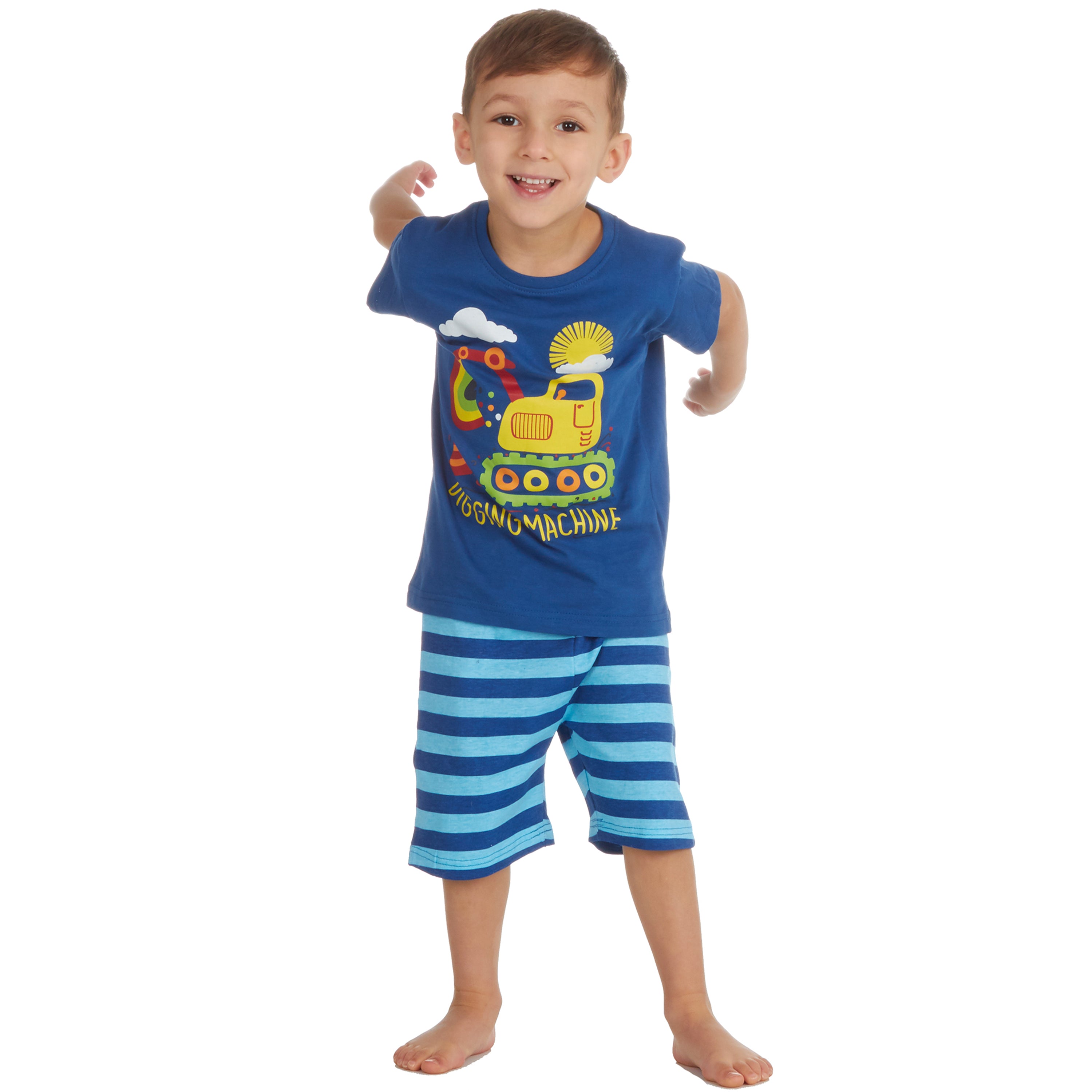 Boys 2 Piece Pyjama Set Cotton Rich PJs Summer T-shirt Shorts Set Age 2-13 Years