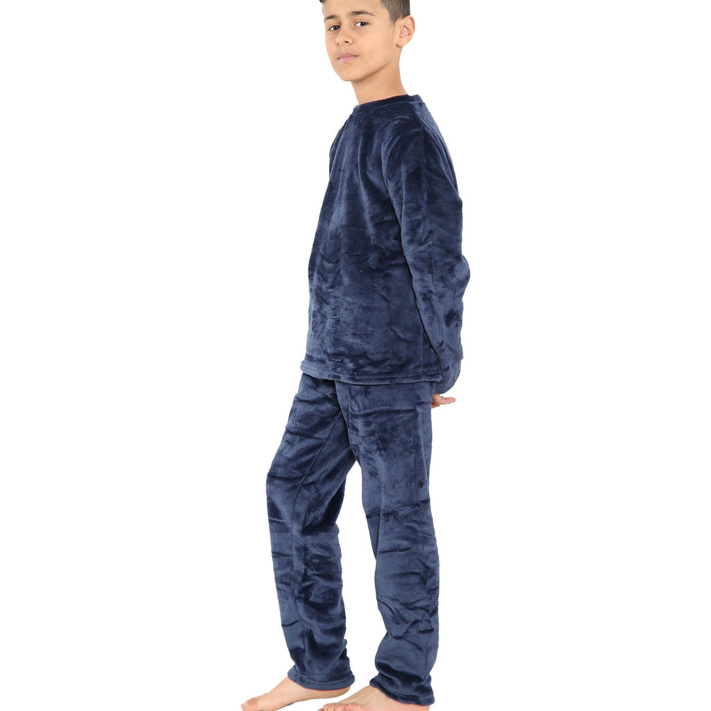 Kids Childrens Warm Fleece Pyjamas For Boys & Girls Sleepover 2 Piece Gift Set