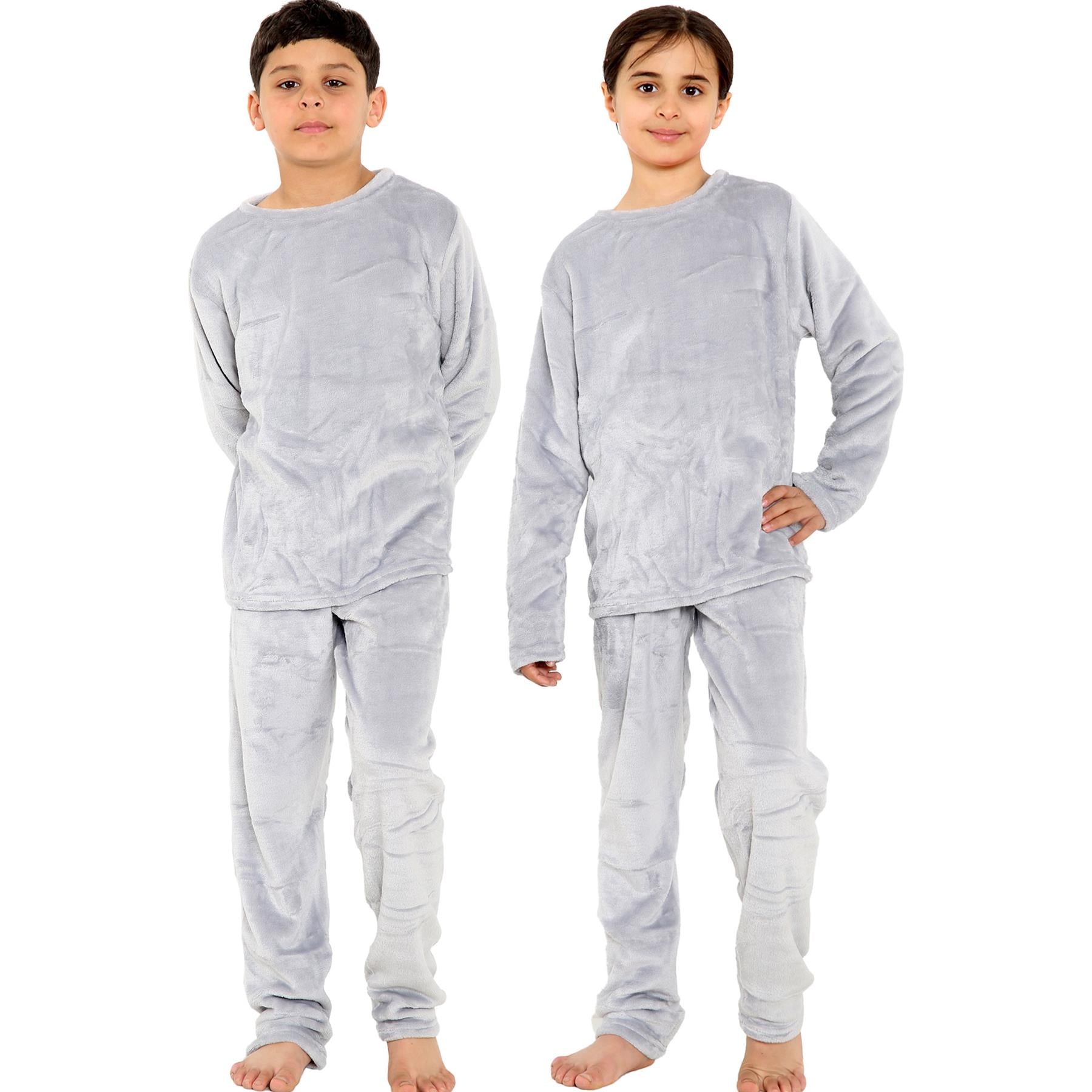 Kids Childrens Warm Fleece Pyjamas For Boys & Girls Sleepover 2 Piece Gift Set