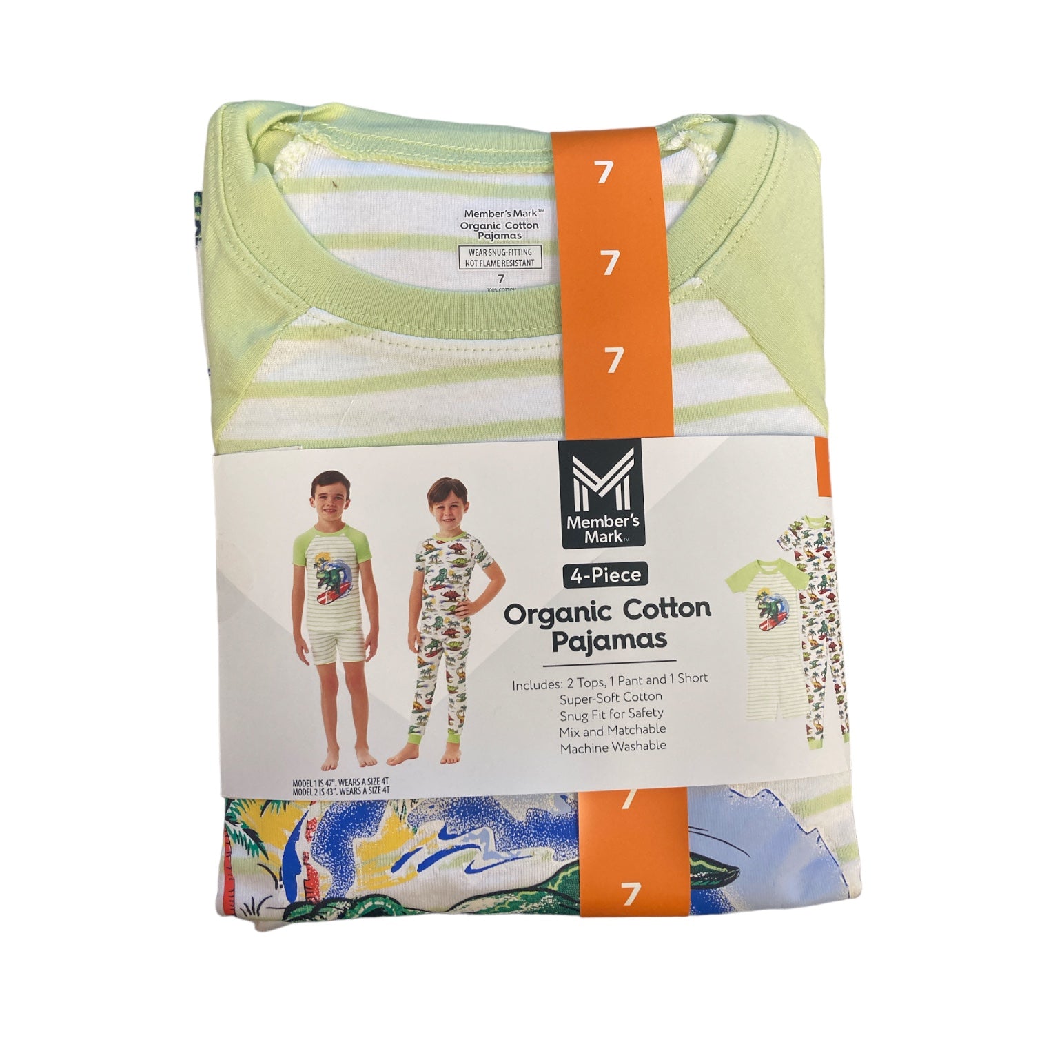 Member's Mark Boys 4 Piece Super Soft Organic Cotton Pajama Set