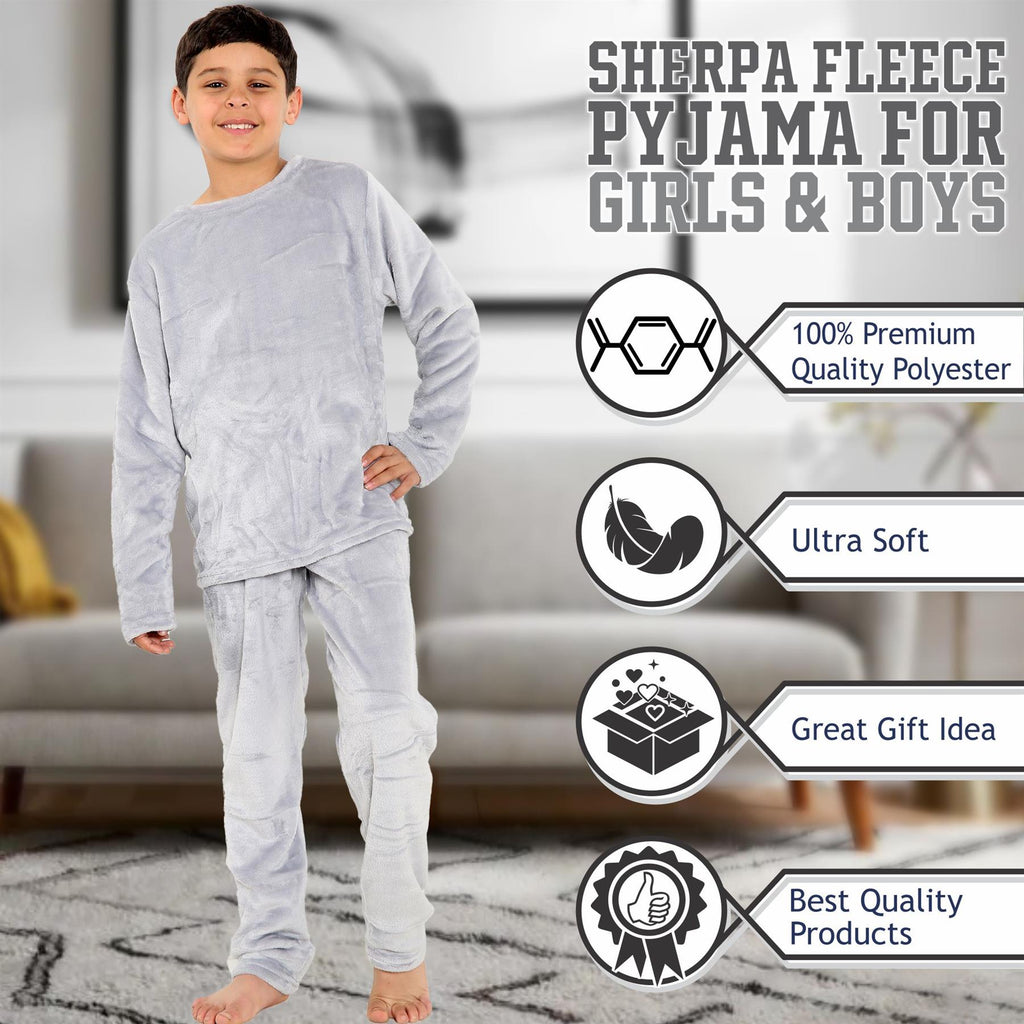 Kids Childrens Warm Fleece Pyjamas For Boys & Girls Sleepover 2 Piece Gift Set