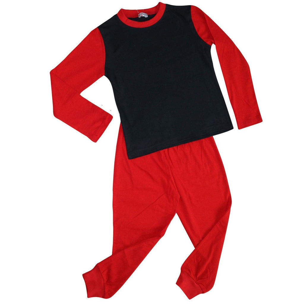 Kids Girls Boys Pjs Contrast Color Plain Stylish Pyjamas Set New Age 2-13 Years