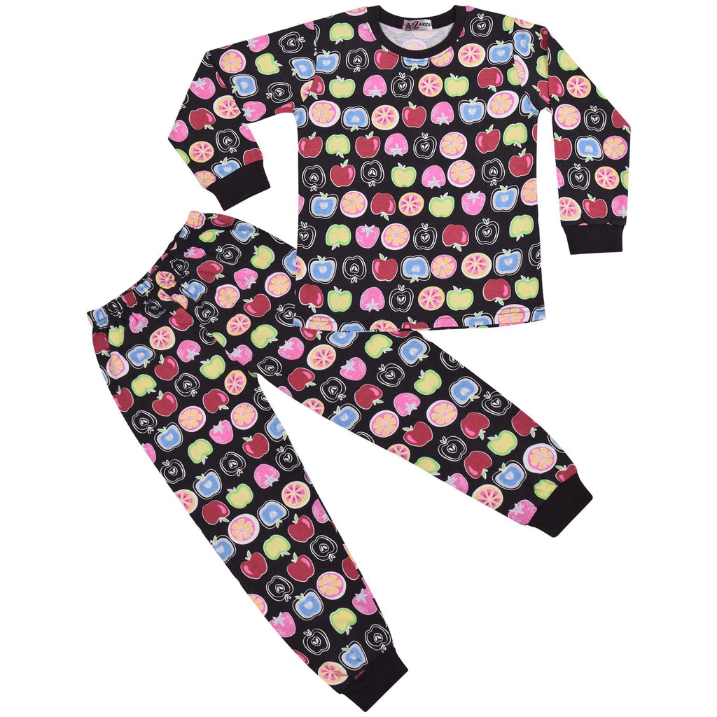 Kids Girls Boys Fruit Print Pyjamas Children PJs 2 Piece Cotton Set Nightwear