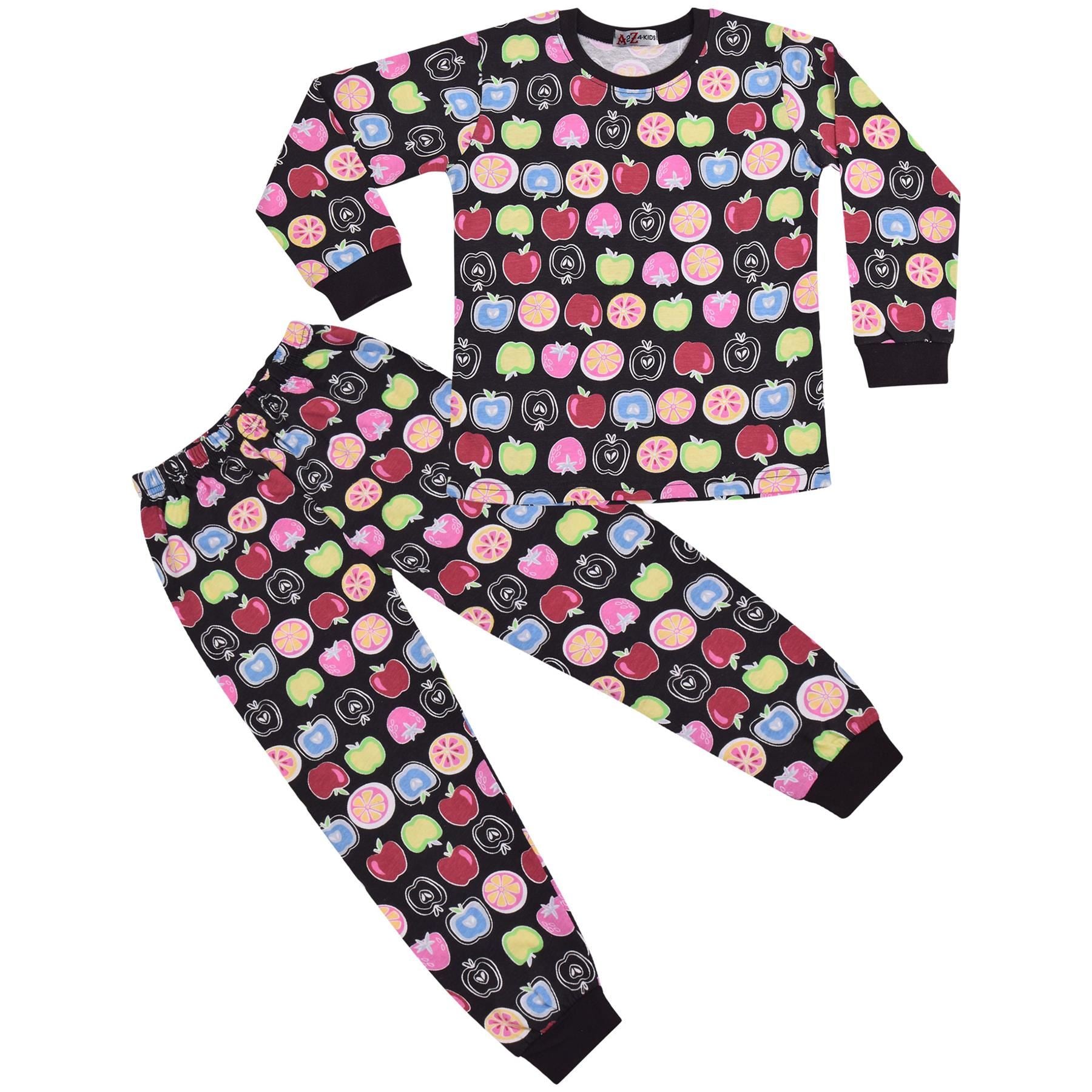 Kids Girls Boys Fruit Print Pyjamas Children PJs 2 Piece Cotton Set Nightwear