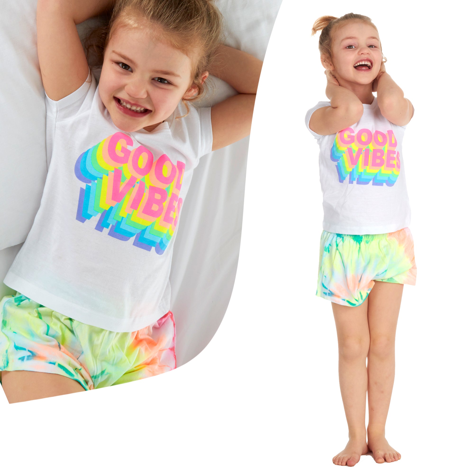 Girls Short Pyjamas Kids Jersey Summer Short Sleeved Pyjama Set Nightwear PJs UK