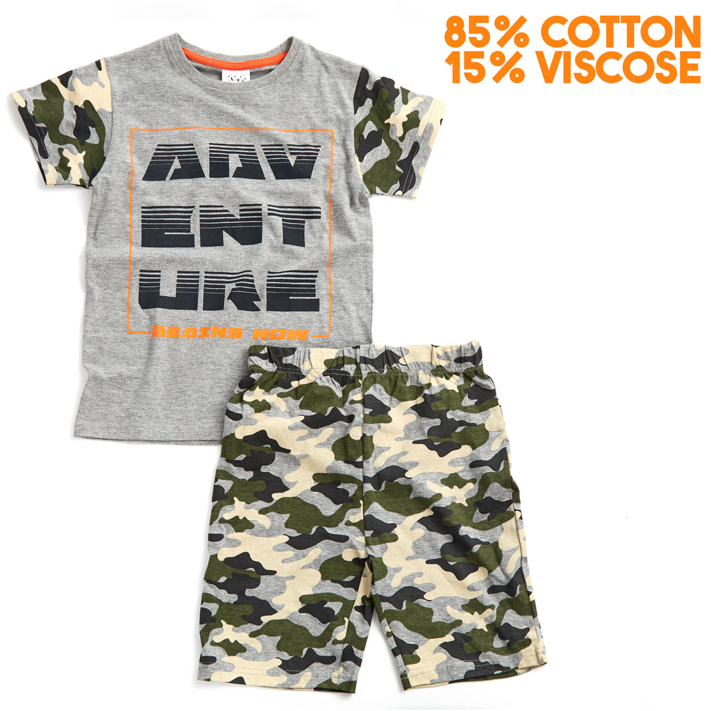 Boys 2 Piece Pyjama Set Cotton Rich PJs Summer T-shirt Shorts Set Age 2-13 Years
