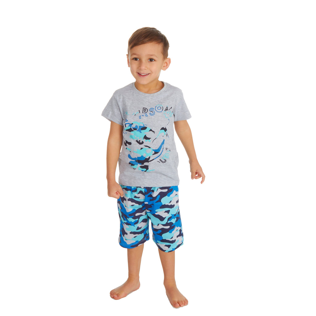 Boys 2 Piece Pyjama Set Cotton Rich PJs Summer T-shirt Shorts Set Age 2-13 Years