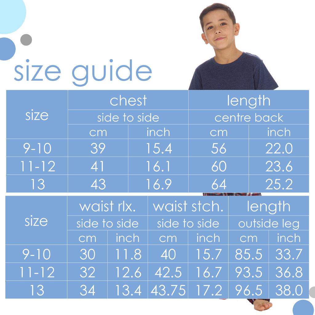 Boys Pyjama Set Short Sleeved T-shirt Woven Long Bottoms PJs 9 10 11 12 13 Years