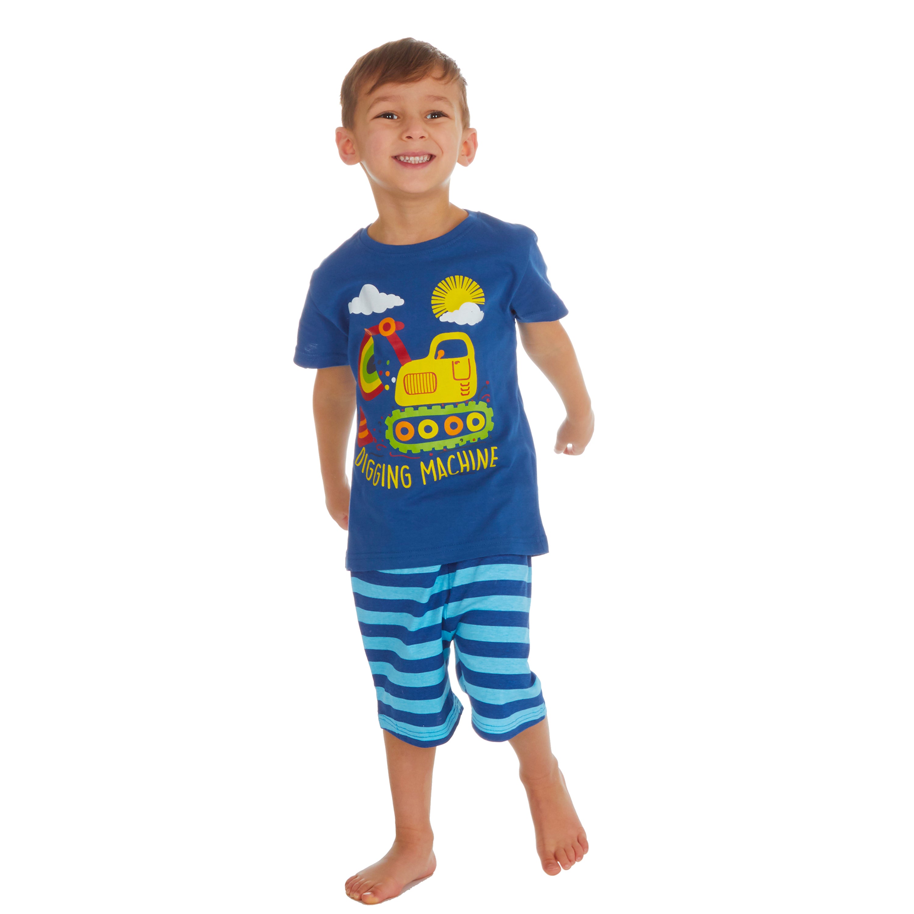 Boys 2 Piece Pyjama Set Cotton Rich PJs Summer T-shirt Shorts Set Age 2-13 Years