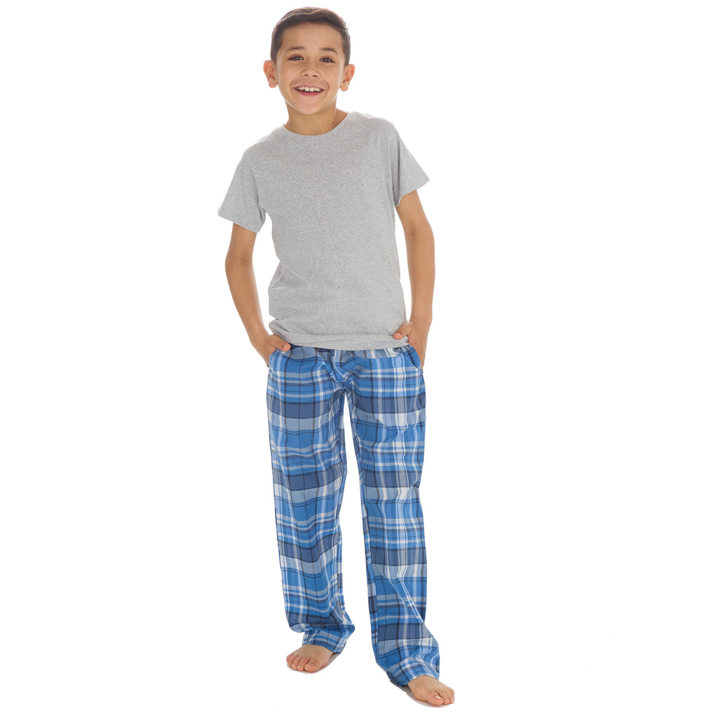 Boys Pyjama Set Short Sleeved T-shirt Woven Long Bottoms PJs 9 10 11 12 13 Years