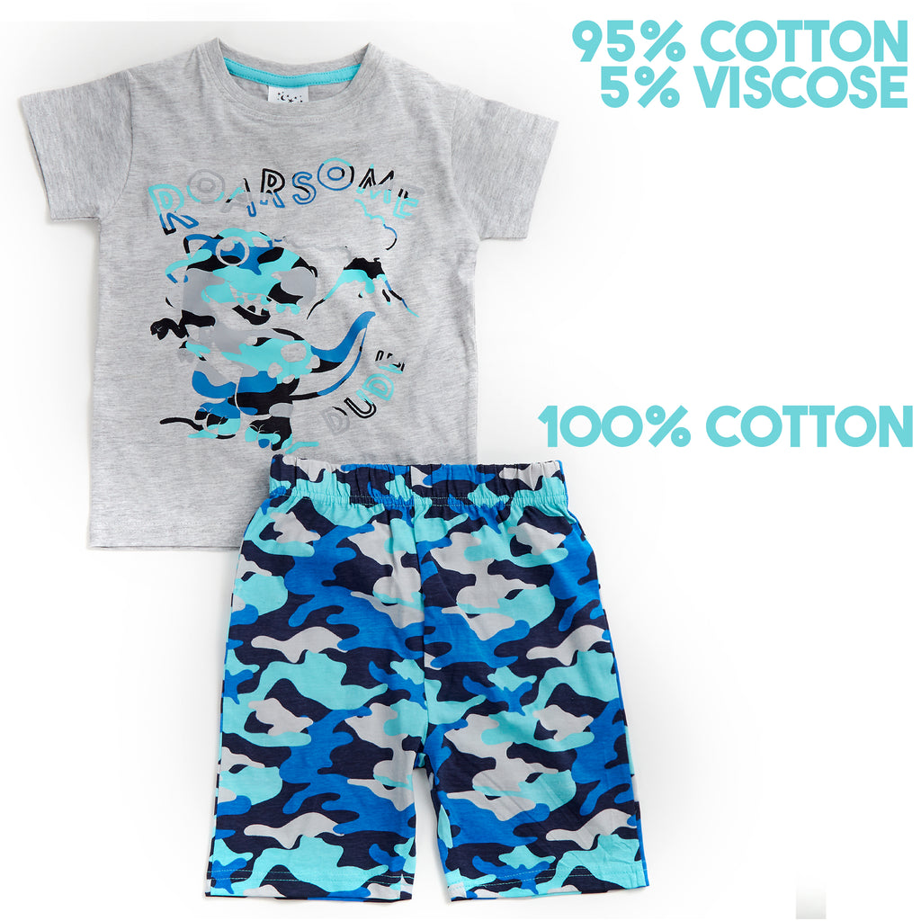 Kids Boys 2 Piece Pyjama Set Cotton Rich PJs Summer Pyjamas Jammies 2-13 Years