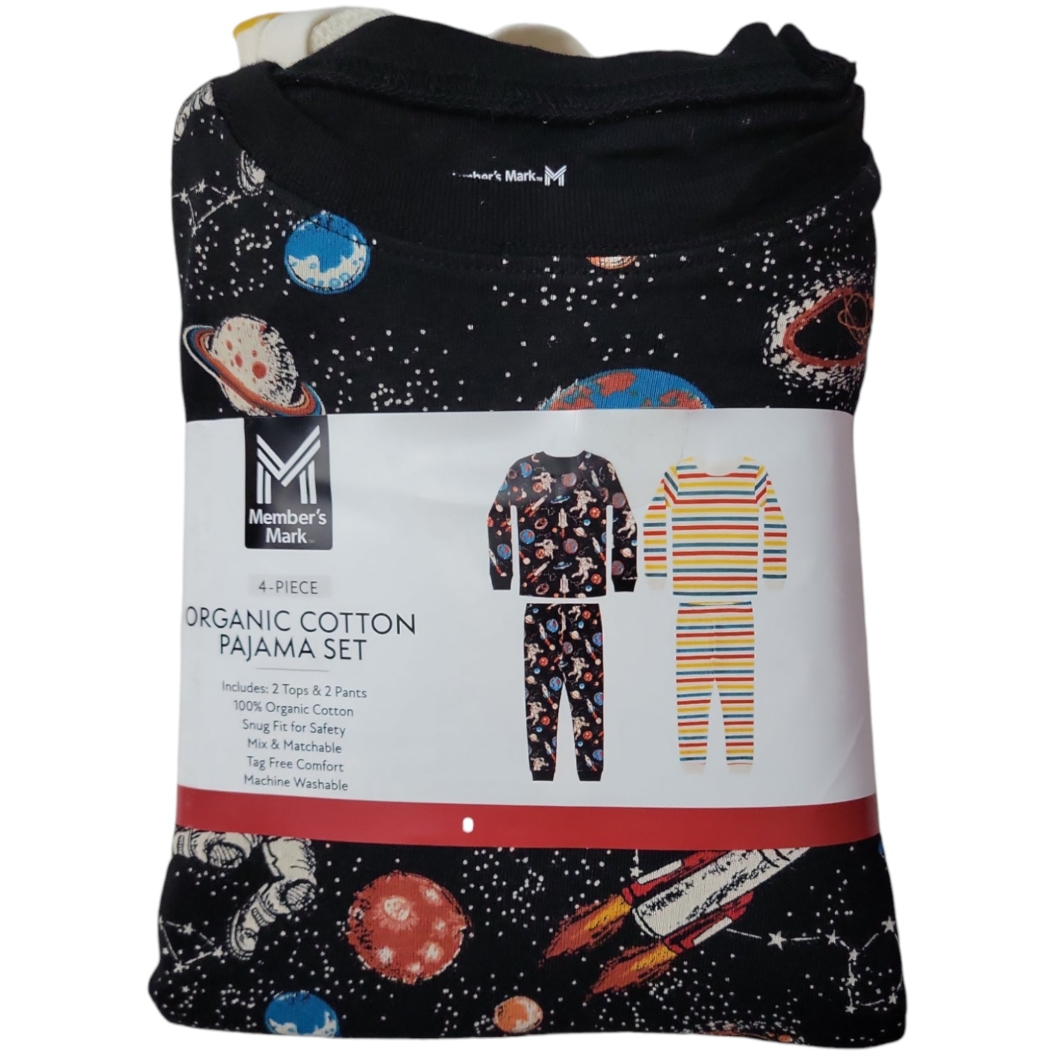 Member's Mark Toddler & Boys 4-Piece Organic Cotton Pajama Set