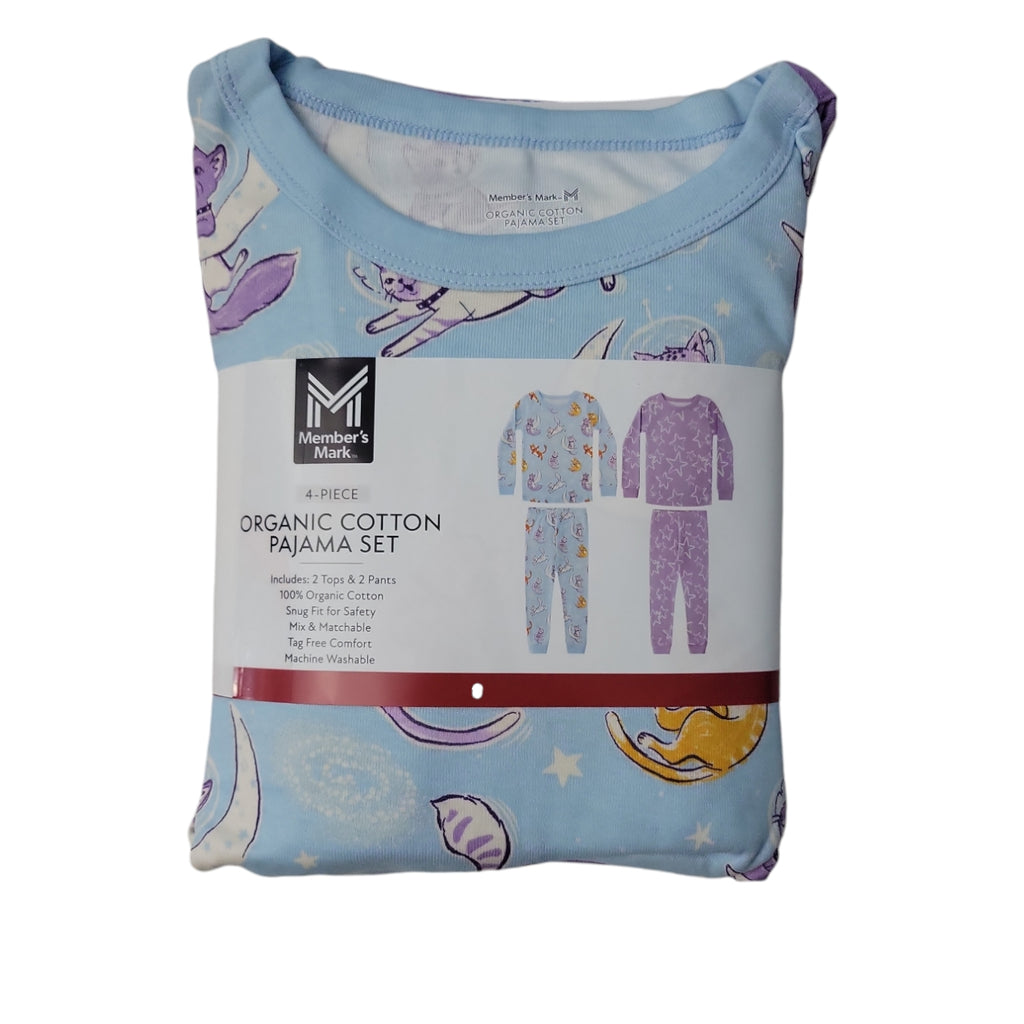 Member's Mark Toddler & Girls 4-Piece Organic Cotton Pajama Set