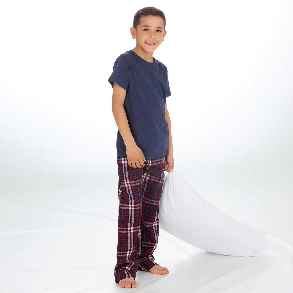 Boys Pyjama Set Short Sleeved T-shirt Woven Long Bottoms PJs 9 10 11 12 13 Years