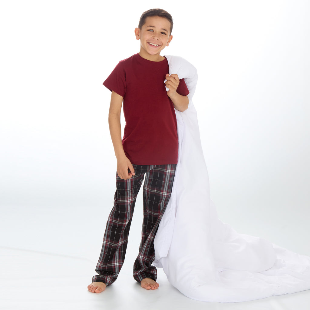 Boys Pyjama Set Short Sleeved T-shirt Woven Long Bottoms PJs 9 10 11 12 13 Years