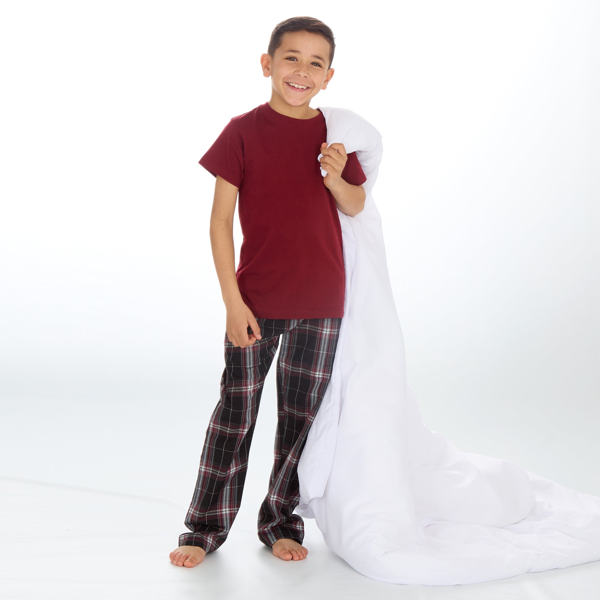 Boys Pyjama Set Short Sleeved T-shirt Woven Long Bottoms PJs 9 10 11 12 13 Years