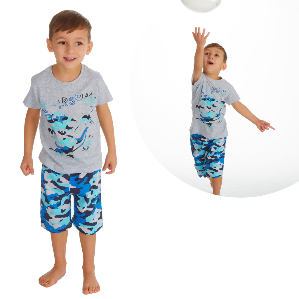 Boys 2 Piece Pyjama Set Cotton Rich PJs Summer T-shirt Shorts Set Age 2-13 Years