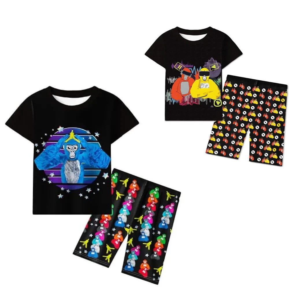 Gorilla monkey T Shirt Kids Monke Short Sleeve T-shirt Shorts Summer Pajama sets