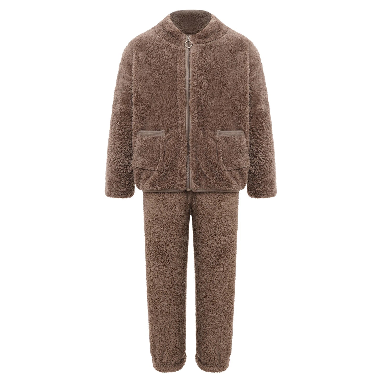 Unisex Kids Sleepwear Long Sleeve Outfits Girls Set Flannel Elastic Waistband