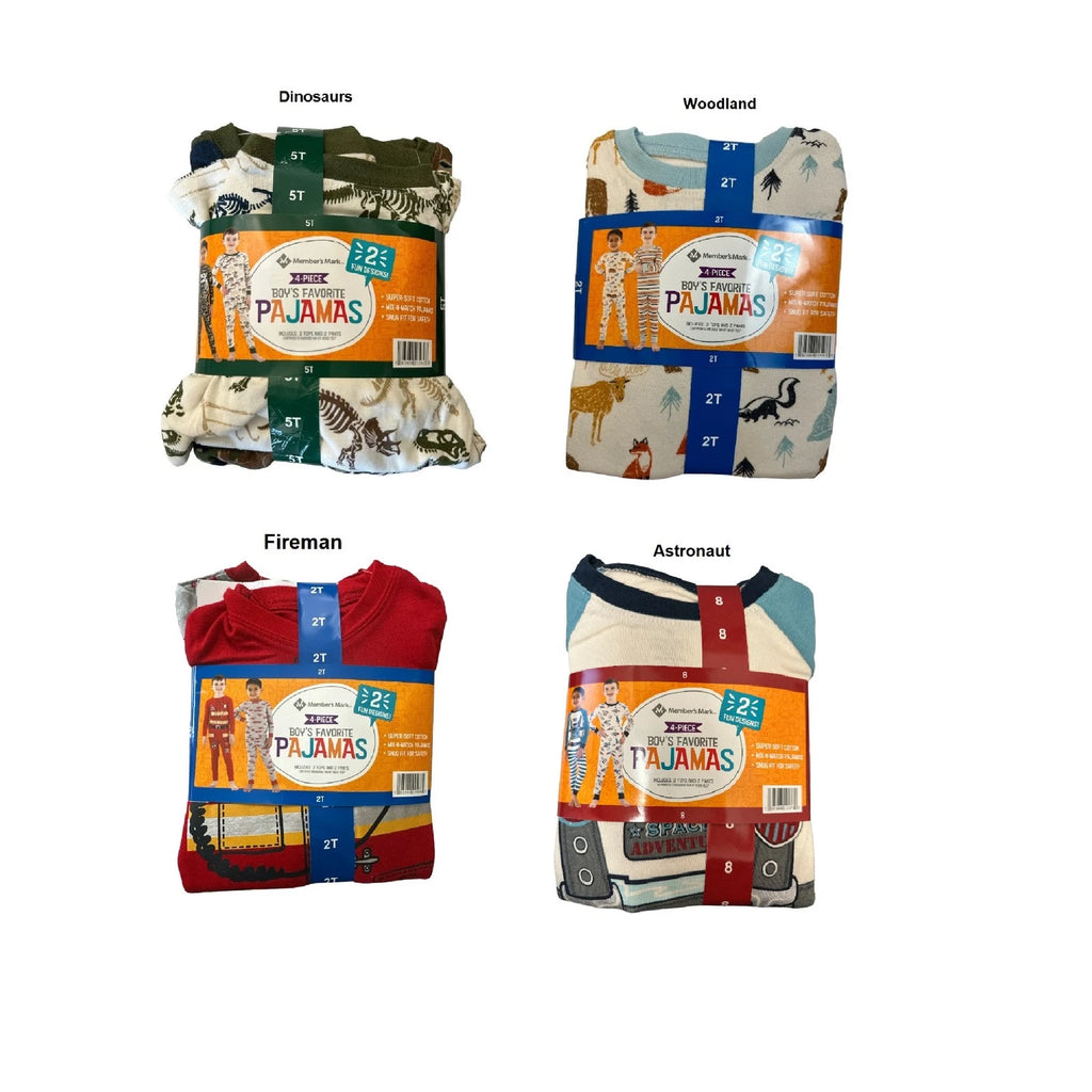 Member's Mark Boy's 4-Piece Long Sleeve & Pant Favorite Pajama Sets