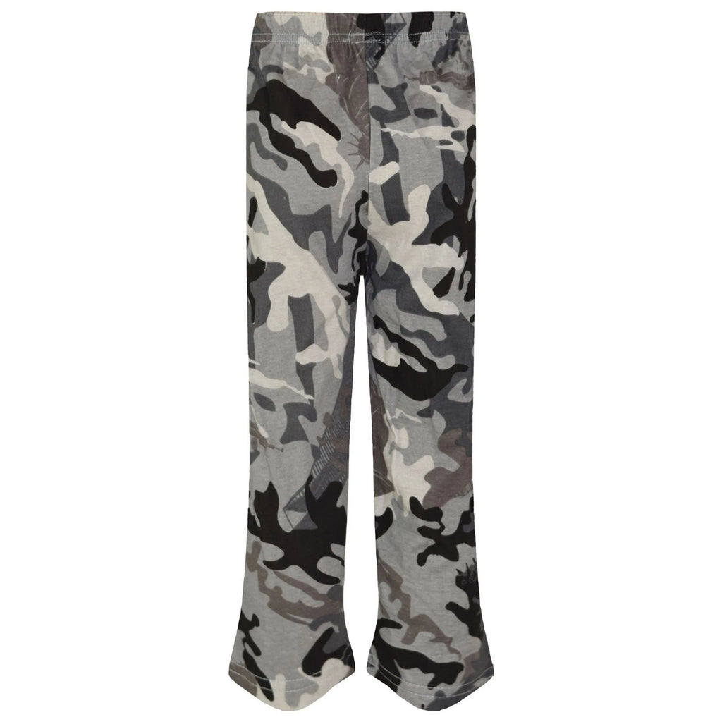 Kids Boys Girls Pyjamas Camouflage Contrast Charcoal Sleeves Nightwear 2-13Y