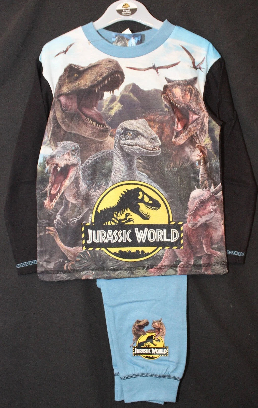 JURASSIC WORLD Boy's Pyjamas / Long-Sleeved DINOSAUR PJs - Sizes 4-10 Years