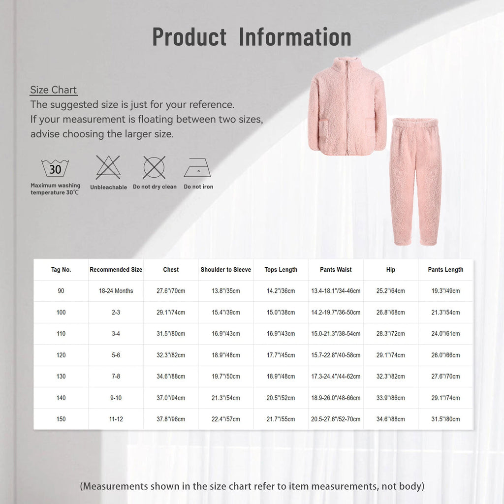 Unisex Kids Outfit Coral Fleece Pajama 2 Piece Set Sleepwear Costume Suit Warm