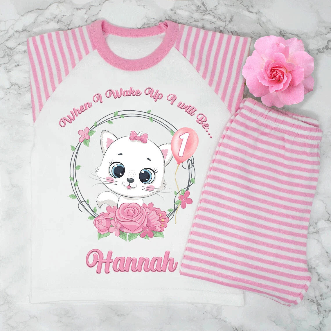Personalised Girls when i wake up i will be 1...2...3.... Pyjamas Very Cute