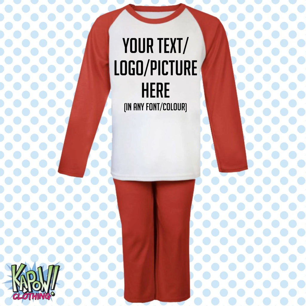 Custom Personalised Kids Baby Pyjamas PJs Raglan Sleep Night Wear Gift Toddler 2