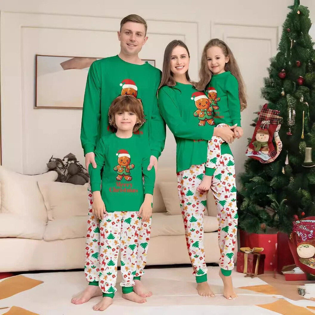 Christmas Family Matching Pyjamas Adult Kids Baby Gingerbread Man Nightwear Set