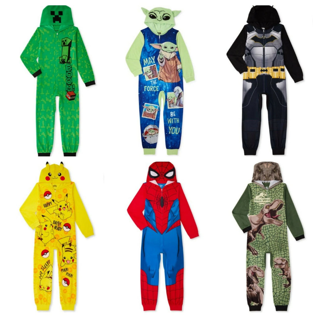 Licensed Boy's One-Piece Full-Zip Hooded Blanket Pajama Sleepwear Sleeper: 4-16