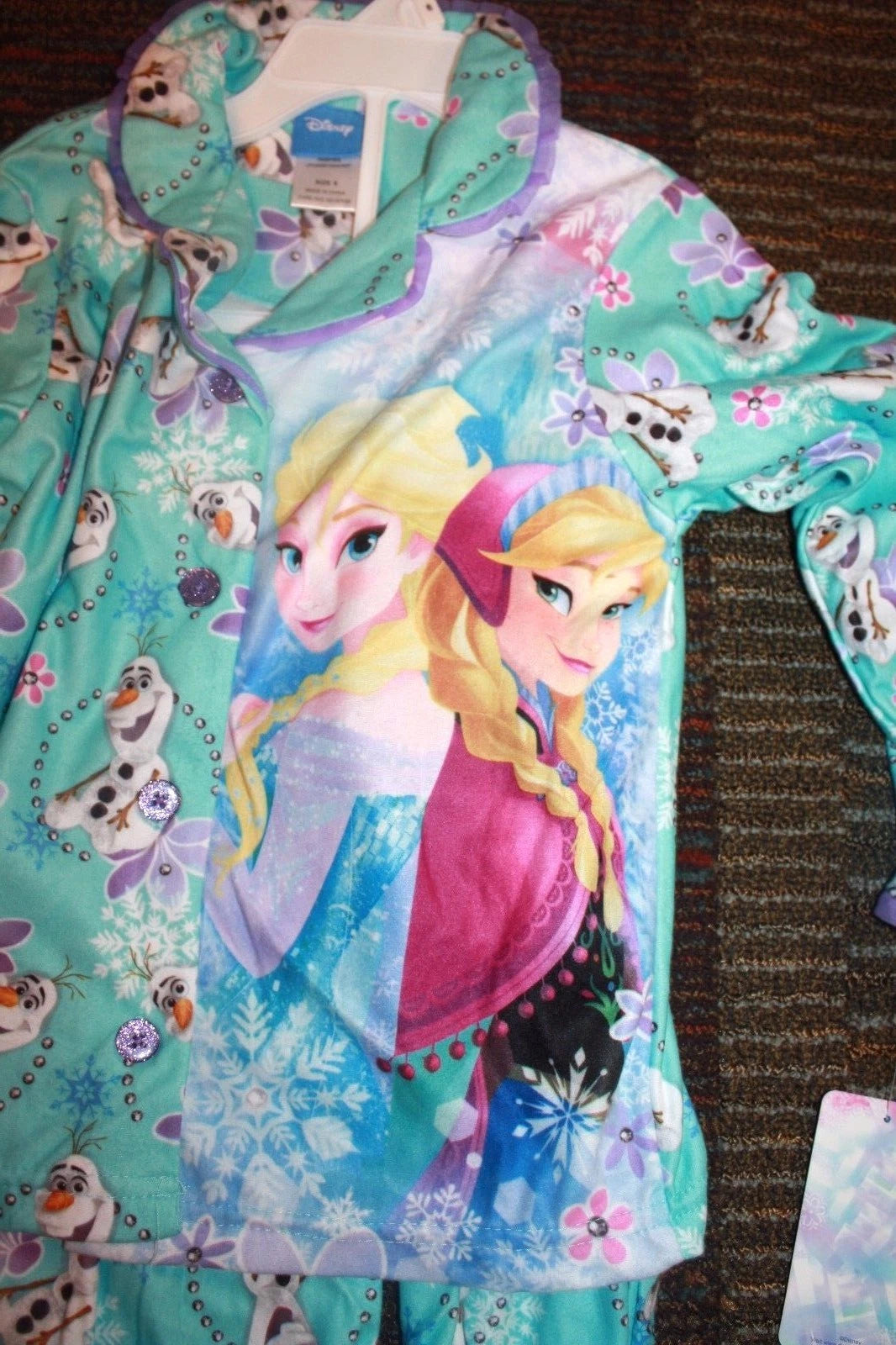 NEW Girls Disney Princess Frozen Winter 2 piece pajama set Anna/Elsa sz 6 or 8