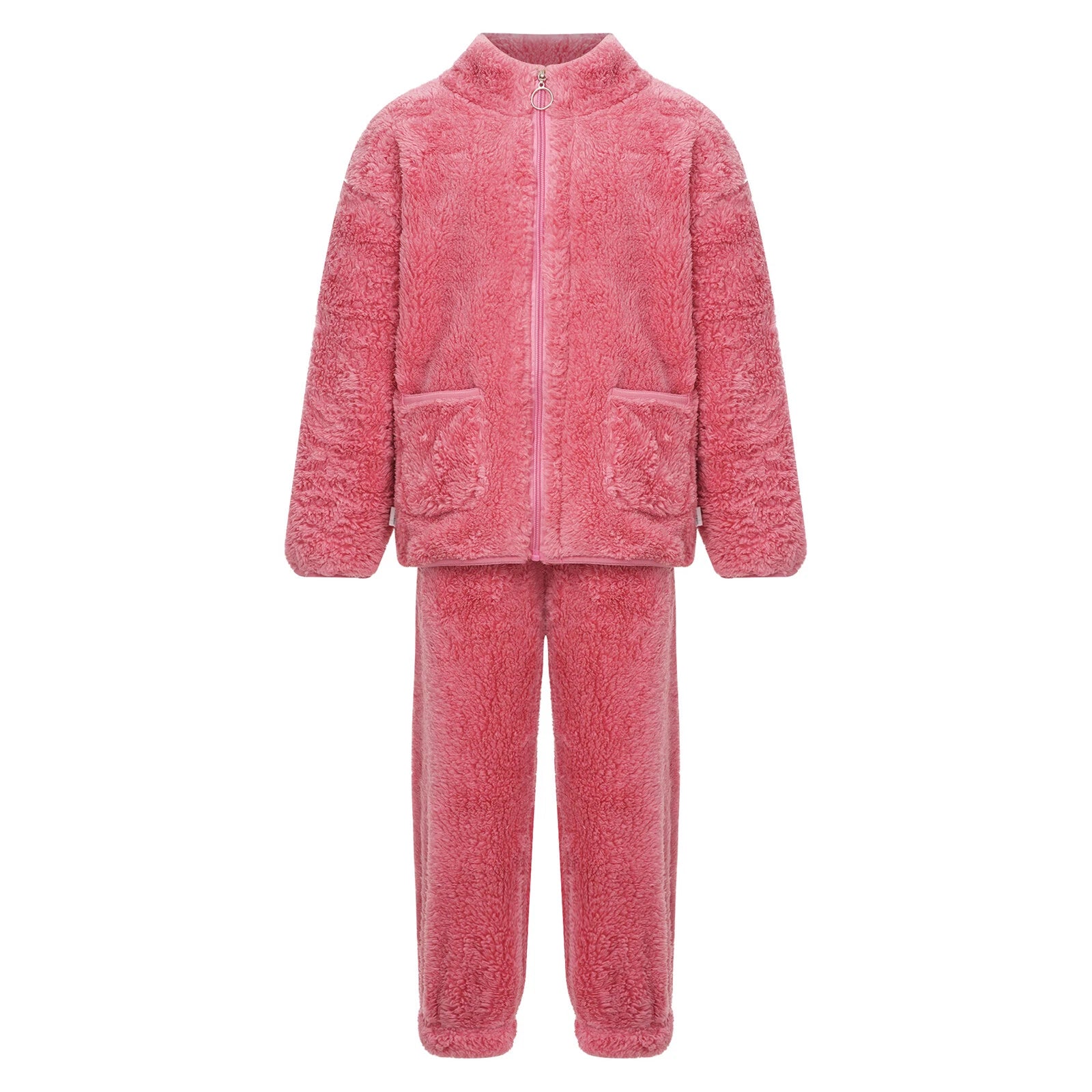 Unisex Kids Sleepwear Long Sleeve Outfits Girls Set Flannel Elastic Waistband