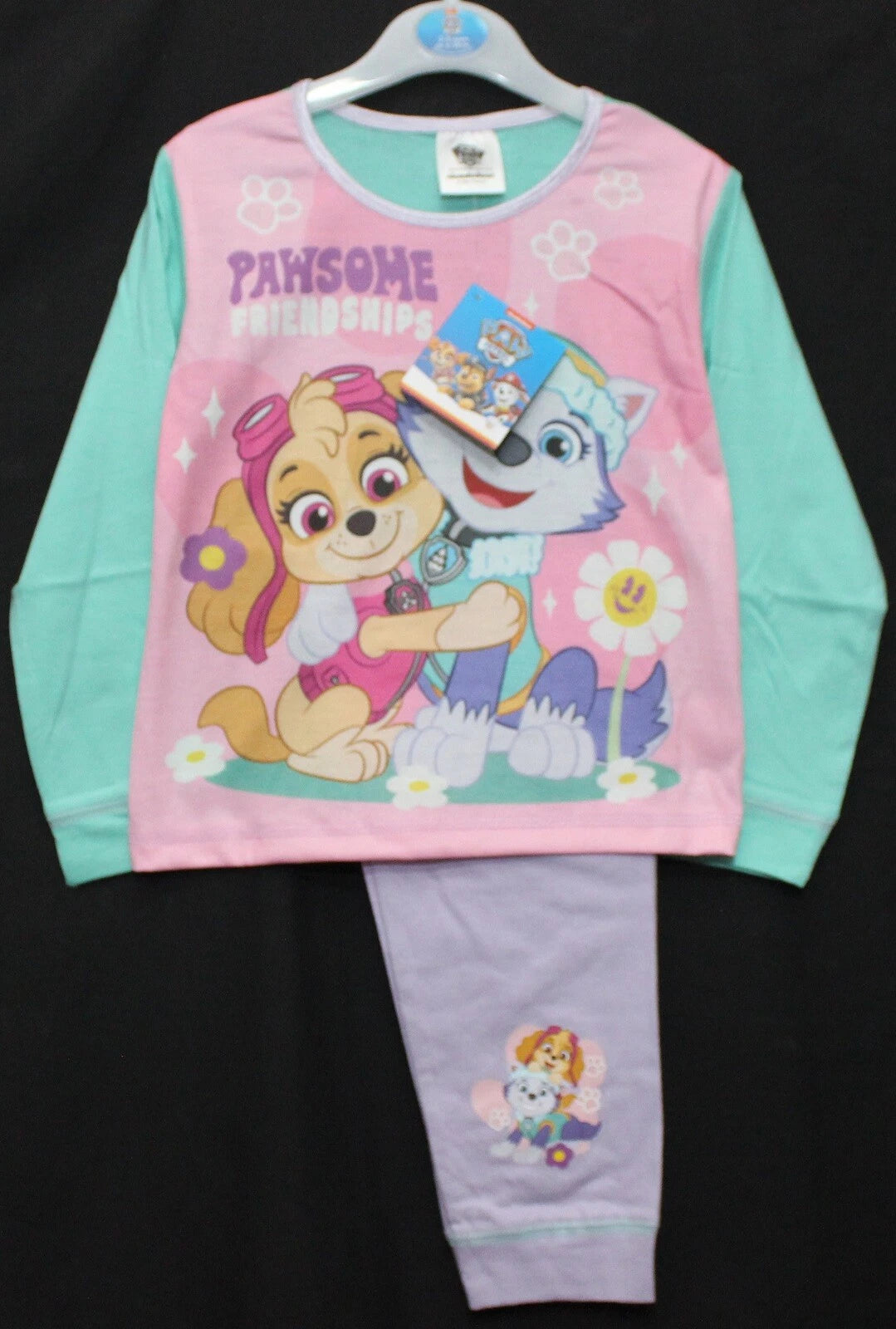 Girls PAW PATROL Pyjamas /Pink SKYE & EVEREST PJs Sizes 18 Months-5 Years