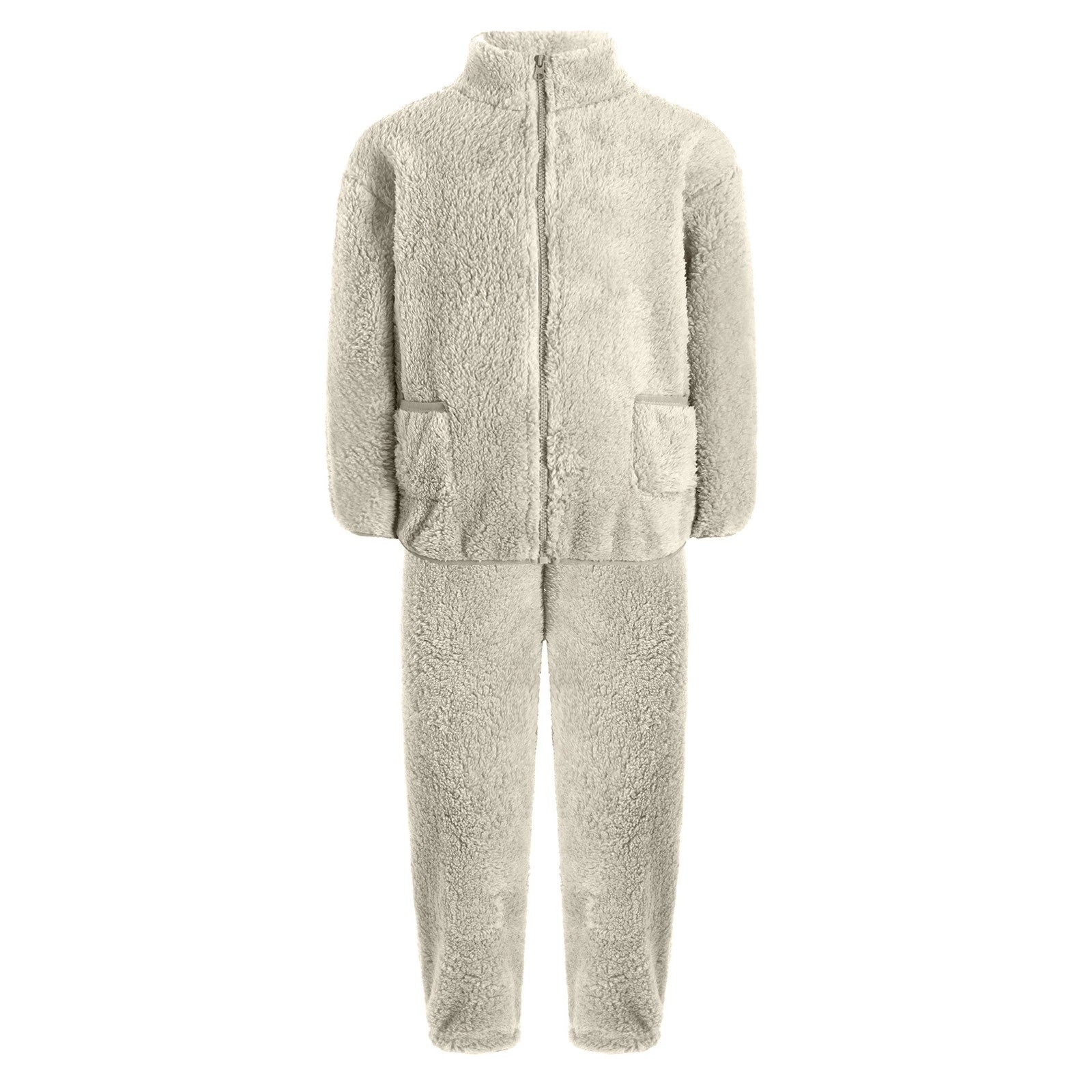 Unisex Kids Pajama Girls Outfit Stand Collar Set Jacket Nightwear Zipper Warm