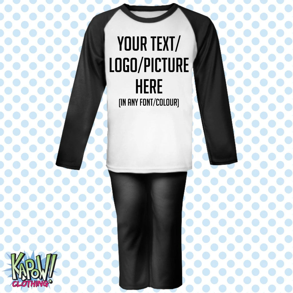Custom Personalised Kids Baby Pyjamas PJs Raglan Sleep Night Wear Gift Toddler 2